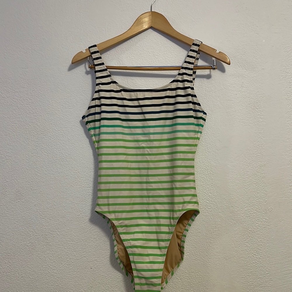 J crew green striped one piece